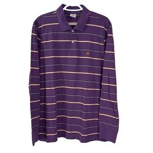BROOKS BROTHERS 1818 Long Sleev Performance Polo Shirt Purple Slim Fit Men's XL